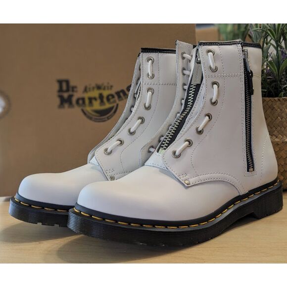 Dr. Martens 1460 Women's Twin Zip White Sendal Leather Combat Boots UK 8 NIB - Picture 4 of 15